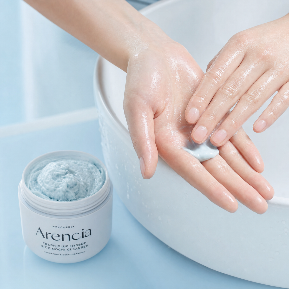 Arencia Fresh Blue Hyssop Rice Mochi Cleanser